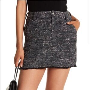 Derek Lam 10 Crosby Gray Pink Speckled Tweed Mini Pencil Skirt Sz 6